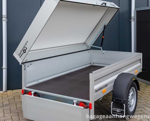 Humbaur aluminium bagagewagen met deksel